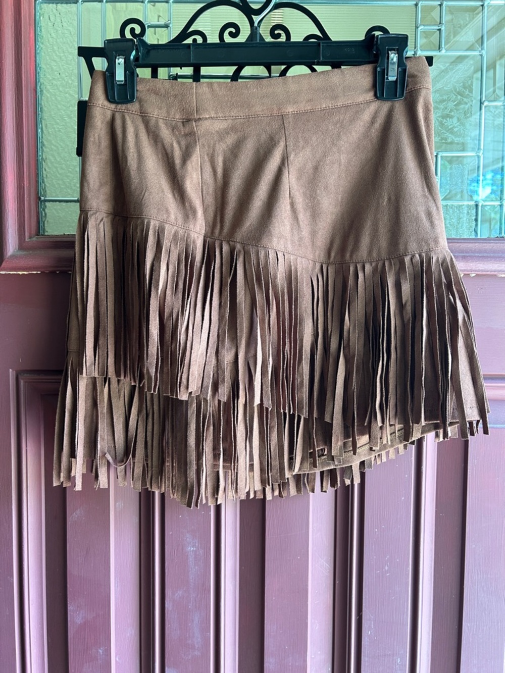 Sincerely Jules Brown Suede Fringe Mini Skirt